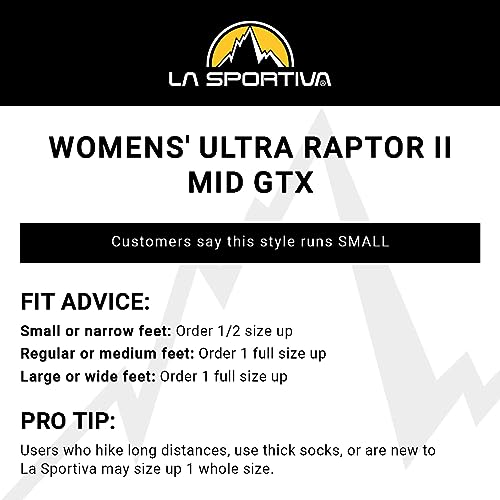 La Sportiva Womens Ultra Raptor II Mid GTX Hiking Boots, Carbon/Topaz, 5.5-6