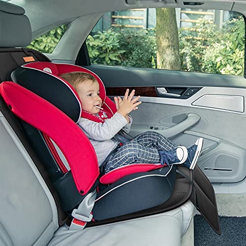 SMART ELF Car Seat Protector, 2Pack Seat Protector Protect Child Seats with Thickest Padding and Non-Slip Backing Mesh Pockets for Baby and Pet,Sedan SUV Truck (Black)
