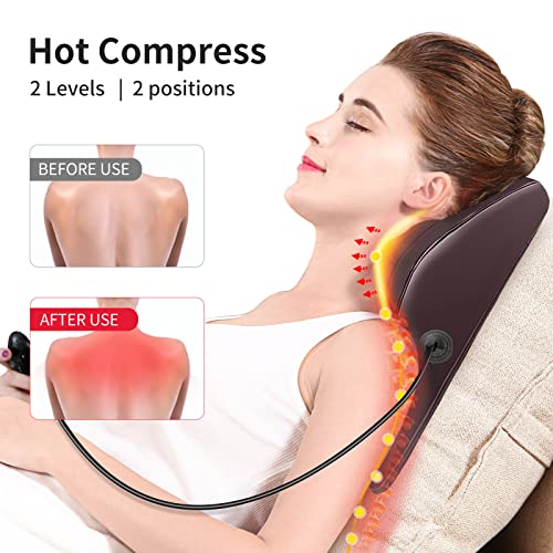 Back Massager Neck Massager with Heat, Shiatsu Massage Pillow for Pain Relief, Massagers for Neck and Back, Shoulder, Leg, Christmas Gifts for Men Women Mom Dad, Stress Relax at Home Office and Car