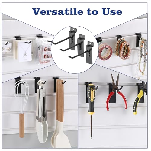 OGANAZI 35 Pack Slatwall Hook 4 Inch Slatwall Accessories Slat Wall Hanging Hooks Metal Slat Wall Shelf Brackets and Hanger Slatwall Panel Hook for Garage Shop Retail Display Efficient Storage Silver