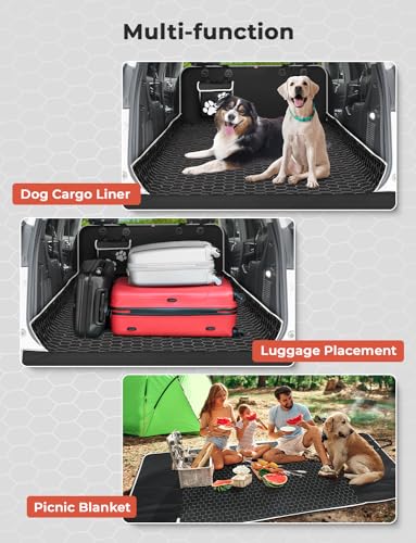 Oasser SUV Cargo Liner for Dogs Large Cargo Liner for SUV Waterproof Trunk Cover for Dogs with Detachable Pocket (Black, XL (55 x 91inch)