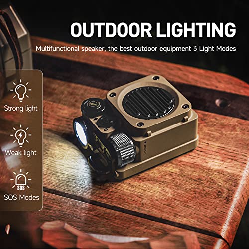 Muzen Portable Bluetooth Speaker, Wild Mini Rugged Travel Outdoor Speaker, Wireless Waterproof IPX5 with Flashlight, Stereo Sound, Metal Wild Look, for Adventure, Camping, Hiking