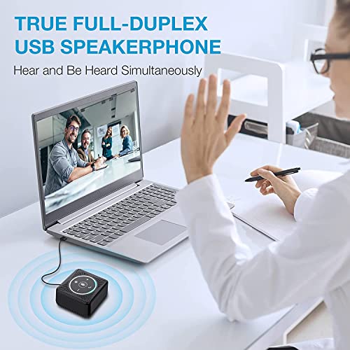 EMEET USB Speakerphone M0 4 AI Mics Speakerphone for Conference Calls 360° Voice Pickup Conference Speakerphone for Computer Plug and Plays Computer Speaker with Microphone for 4 People