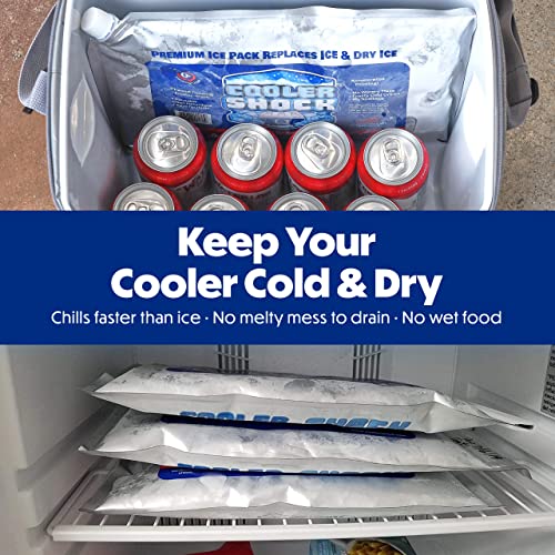 Cooler Shock Ice Packs for Cooler - Long Lasting Reusable Freezer Packs for Coolers - Cooler Ice Packs for Camping Gear, Fishing, Road Trips, Beach Must Haves, Large