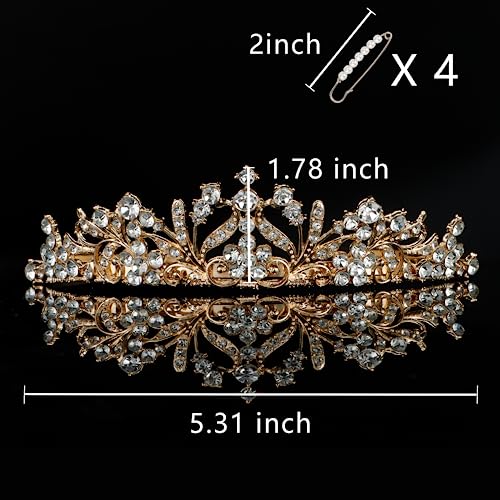 Vovii Birthday Sash and Tiara for Girls Birthday Girl Gold Sash and Rhinestone Gold Tiara Set Birthday Decoration Headband for Little Girl Hair Accessories for Birth Party Gold