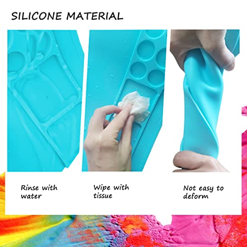 SHNOKER Silicone Craft Mat 21.7"x17.7" Super Large Silicone Painting Mat with 1 Magnetic Cup and Color Palette for Kids and Artist (Blue)