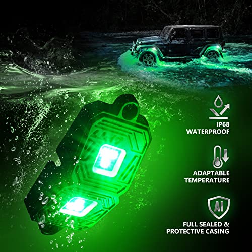 OPT7 Photon RGB LED Magnet Rock Lights with Remote Control, 4 Red Pods Wide Angle Multicolor Neon Underglow Lighting Kit with Extension Wire, IP68 Waterproof for Offroad Truck Jeep RZR ATV UTV SUV