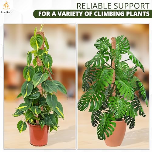 EcoNour Moss Pole for Plants – 25 inches (4 Pack) | Monstera Plant Support for Plant Climbing and Growth | Elevate Your Indoor Garden, Plant Support for Indoor Potted Plants to Grow Upwards