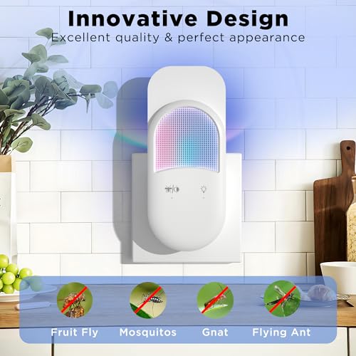 Fly Trap Indoor Plug-in 2-in-1 Flying Insect Trap with 7pcs Fly Trap Refill, Indoors Fly Trap Mosquito Trap with Night Light Gnat Traps for House Indoor Fly Trap for Moths Other Flying Insects