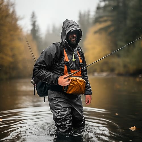 NAVIS MARINE Unisex Workwear Rain Gear: Breathable Waterproof Jacket & Bib Overalls or Men Women (Black, Small)