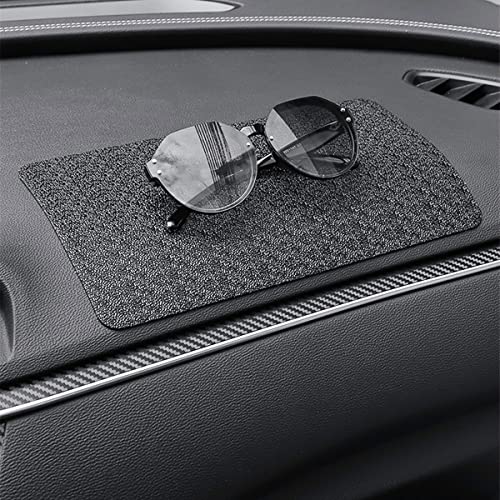 BLAU GRUN Car Dashboard Anti-Slip Rubber Pad, 10.6 x 5.9 Universal Non-Slip Car Magic Dashboard Sticky Adhesive Mat for Phones Sunglasses Keys Electronic Devices and More Use (Black/Car Texture)