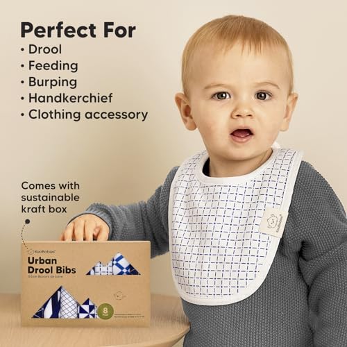 8-Pack Organic Baby Bibs for Boys, Girls - Soft Cotton Drooling and Teething Baby Bibs, Baby Girl Bibs, Baby Boy Bibs, Baby Drool Bibs for Baby Girl, Boy, Newborn Infant Bibs(Icelandic)