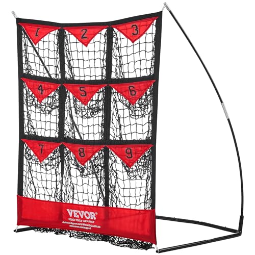 VEVOR 9 Hole Baseball Net, 36"x30" Softball Baseball Training Equipment for Hitting Pitching Practice, Portable Quick Assembly Trainer Aid with Carry Bag, Strike Zone, Ground Stakes, for Youth Adults