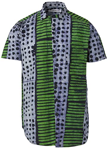 Hand-Batik Cotton Andy Shirt, Green, L