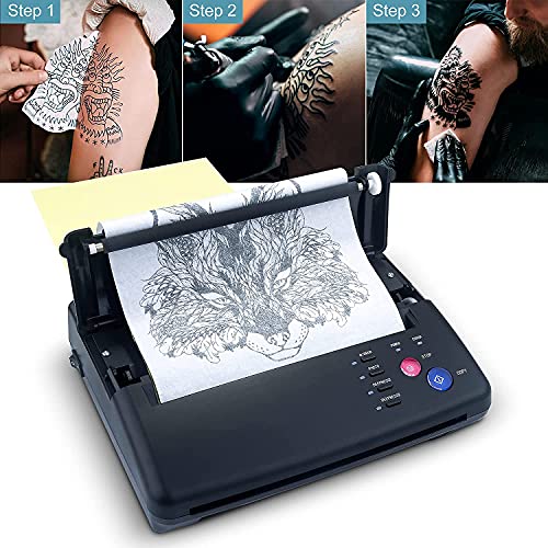 Sacnahe Tattoo Transfer Stencil Machine Copier Printer Thermal Tattoo Kit Copier Printer With 20pcs Tattoo Stencil Transfer Paper, Black