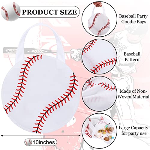 Shihanee 24 Pcs Baseball Party Favors Gift Bags with Handle Baseball Goodie Snack Treat Bag for Sport Theme Party Decorations Supplies
