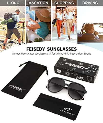 FEISEDY Retro Aviator Sunglasses Women Men Classic Square Shades Trendy Sun Glasses UV400 Protection B2394