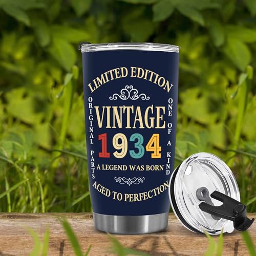 DEKIDOKA 91 Year Old Birthday Gifts for Mom Dad - Vintage Tumbler For Men And Women