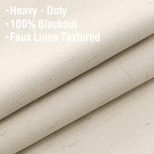 H.VERSAILTEX Primitive Linen Curtains 100% Blackout Curtain Drapes Burlap Fabric Curtains with White Thermal Insulated Liner, Grommet Top Curtains Living Room/Bedroom (2 Panels, 42 x 54 Inch, Teal)