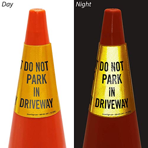 SmartSign “Do Not Park in Driveway” Bright Reflective Cone Message Sleeve, [Cone Not Included]