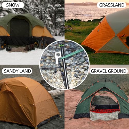 AVOFOREST 12Inch Heavy Duty Tent Stakes,20 PCS Tent Pegs Metal+Fluorescent Silicone Rings+ Storage Bag for Camping (20pcs)