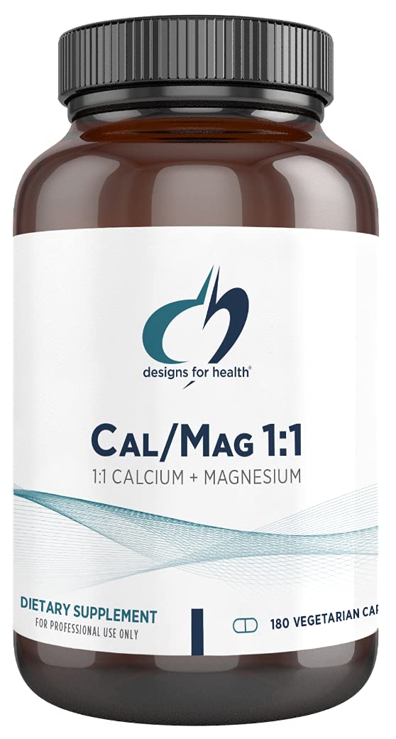 Designs for Health Cal/Mag 1:1-200mg Chelated Magnesium Malate + 200mg Calcium Malate Supplement - Non-GMO, Highly Absorbable Bone Support Nutrients (180 Capsules)