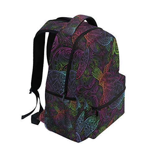 senya School Backpack Boho Sea Turtle Mandala Bookbag for Boys Girls Travel Bag One Size