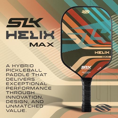 2024 SLK Helix Pro Pickleball Paddle | Carbon Fiber & Fiberglass Hybrid Face | Thermoformed Carbon Fiber Core | Unmatched Control | Grooves