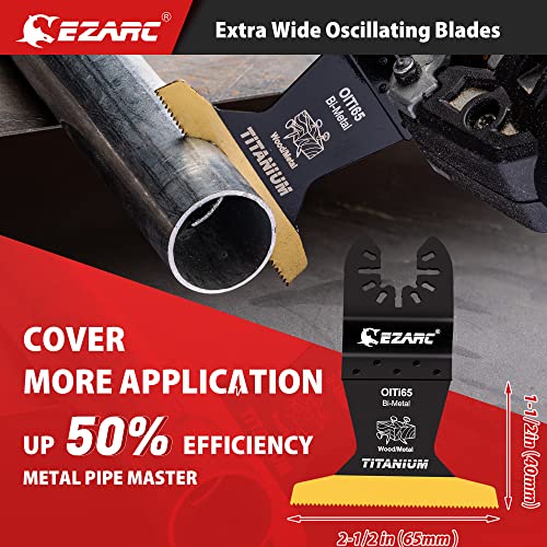 EZARC Titanium Oscillating Saw Blades Kit 4 PCS, Plunge Cutting Multitool Blades for Metal Wood Nails Screws, Flush Cut Universal Quick Release Multi Tool Blades Kits, Tool Blades Fit Multiple Models