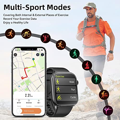 Smart Watch (Answer/Make Calls), 2024 Newest 1.85 Inch Fitness Tracker, Heart Rate/Sleep Monitor/Pedometer/Calories, Multiple Sports Modes, Waterproof Women's Men's Fitness Watch for Android iPhone