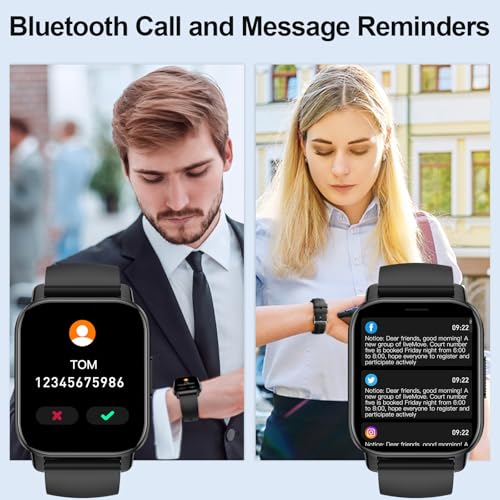 Smart Watch for Men/Women with Bluetooth Call/Message Reminder, Fitness Watch 1.85" HD Touch Screen, Activity Tracker Heart Rate/Sleep/Spo2/Steps Monitor, 112+ Sport Mode, Smartwatch for Android/iOS