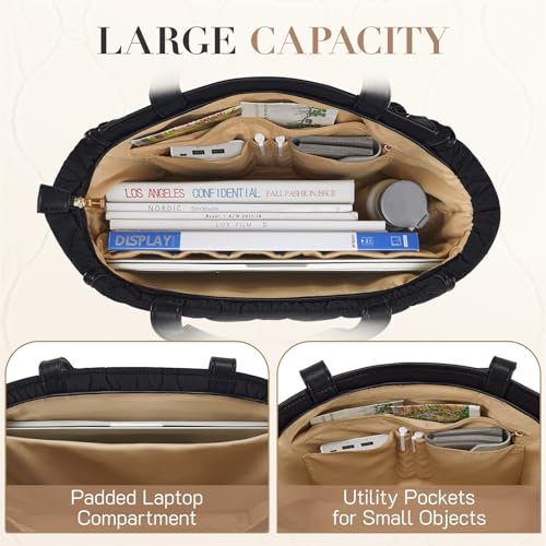 Missnine Tote Bag for Women, Lightweight Puffer Tote Bag, Large Capacity Quilted Shoulder Handbag for Travel, Work, Gym
