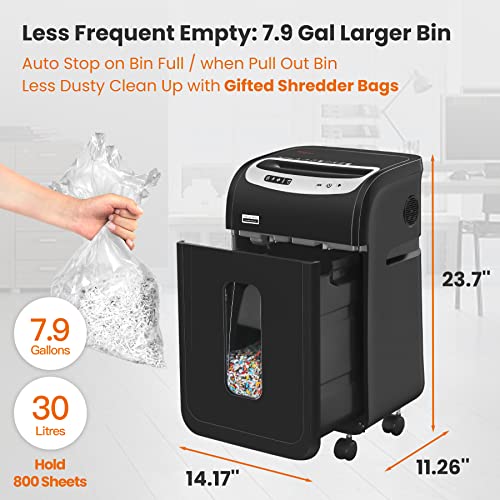 Paper Shredder for Home Office Heavy Duty with 60 Mins Running,VidaTeco 18-Sheet Micro Cut Shredder for Home Use with US Patented Cutter,Shred CD/Card with 7.9-Gal Extra Large Bin,AUTO Jam Proof(ETL)