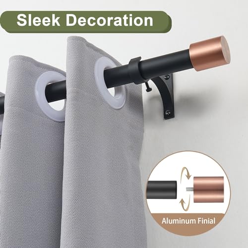 Drapery Window Curtain Rods 28 to 48 Inch, Modern Window Curtain Rod with Brushed Gold End Cap Finials,1" Window Treatment Curtain Rod for Wall and Ceiling Mount