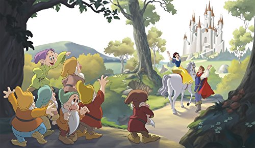 RoomMates JL1377M Disney Princess Snow White 'Happily Ever After' XL Chair Rail Prepasted Mural 6' X 10.5' -Ultra-Strippable Water Activated Removable Wall Mural-10.5 6 ft, Blank