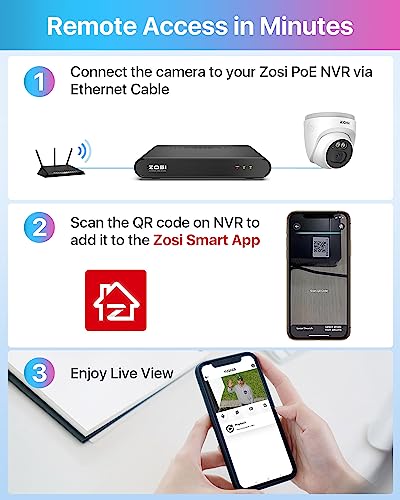 ZOSI C220 4MP QHD 2.5K Add-On PoE IP Camera Outdoor, 1440p Surveillance Outdoor Camera to Home Security System, Only Work with Our PoE NVR, 100ft IR Night Vision, AI Human Detection, One-Way Audio