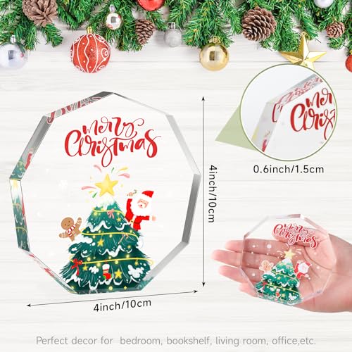 Acrylic Christmas Gift, Merry Christmas, Gifts for Friends, Lovers, Kids, Clear Keepsake and Paperweight for Home Office Table Shelf, with Gift Box (Christmas)