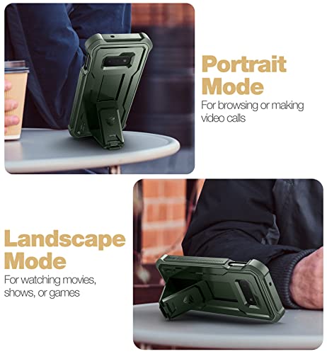 Dexnor for Samsung Galaxy S10e Case, [Built in Screen Protector and Kickstand] Heavy Duty Military Grade Protection Shockproof Protective Cover for Samsung Galaxy S10e (Army Green)