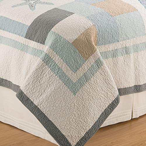 C&F Home Driftwood Shores Twin 2 Piece Quilt Set Summer Beach Bedding Ocean Themed Coastal Reversible Machine Washable Lightweight Pieced and Embroidered Bedspread Coverlet Comforter Twin 2 Piece Set