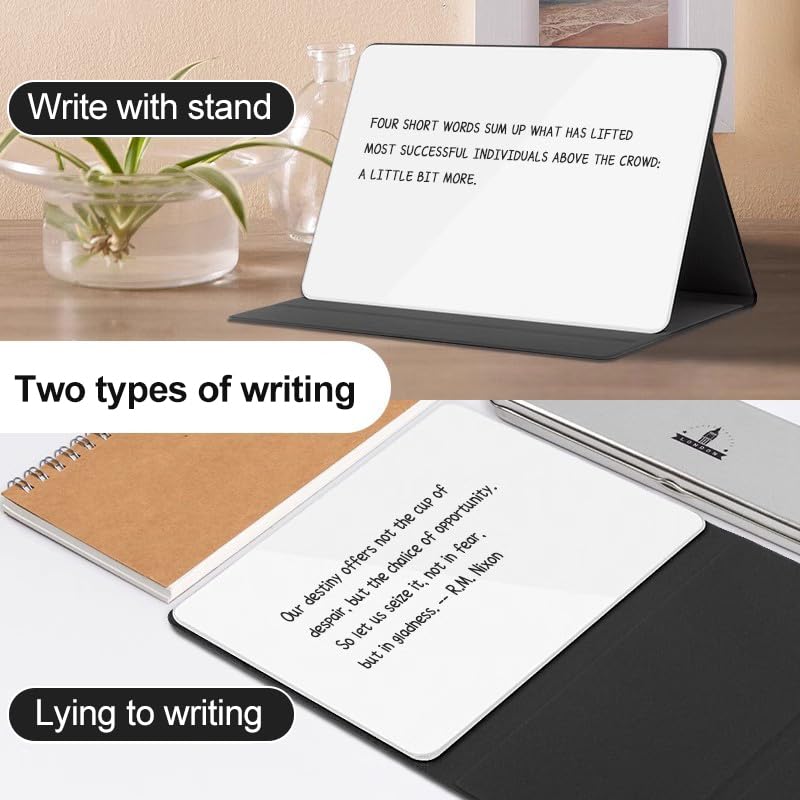 Sruchy Portable Small White Board, 11.8" x 7.8" Magnetic Dry Erase Board with Stand, Desktop Whiteboard Notebook with Pu Leather Cover,Reusable Double-Sided Wipe Board for School Office