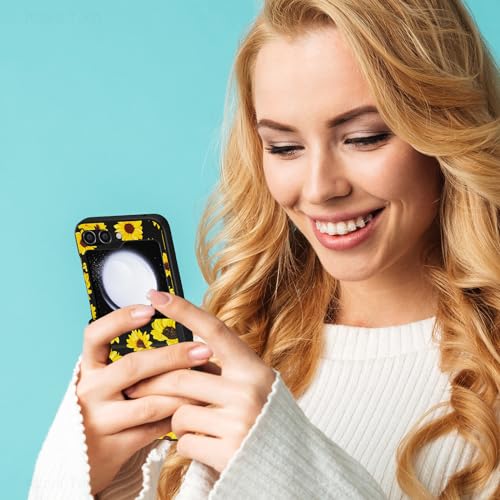 Tomorotec Protective Flip Case for Samsung Galaxy Z Flip5 5G, Stylish Design Shockproof & Scratch-Resistant Durable PC Case with 360° Hinge Protection & Wireless Charging Support (Blooming Sunflowers)