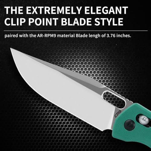 CJRB Prado Pocket Knife 3.76" AR-RPM9 Sand Polish Steel Blade G10 Handle Crossbar Lock Folding Pocket Knife for Men Outdoor Survival Camping and EDC, J1936 Aqua Green