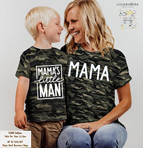 Mom and Son Matching Outfits Mama and Mama's Litter Man Print Shirts Cute Mom and Son Valentine's Day Gifts Red