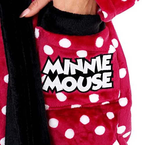 Disney Women's Robe | Minnie Mouse Bathrobe | Fluffy Robe for Women Size Small Red
