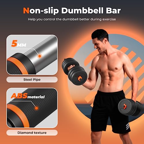 FEIERDUN Adjustable Dumbbells, 20lbs Free Weight Set with Connector, 4 in1 Dumbbells Set Used as Barbell, Kettlebells, Push up Stand, Fitness Exercises for Home Gym Suitable Men/Women