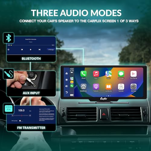 Carflix Portable Wireless CarPlay Screen for Car- 7 Inch Car Play Screen & Stereo Compatible with Android Auto and Apple CarPlay - Bluetooth, Navigation Screen for All Vehicles (7 Inch)