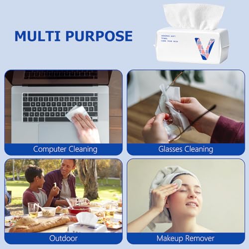 Vuacepe Face Towels Disposable Clean Face Towels, Cotton Makeup Remover Face Wipes, Disposable Large Facial Towels, Facial Cleansing Wipes for Sensitive Skin, Travel Hotel Essentials 50 Count (1 Pack)