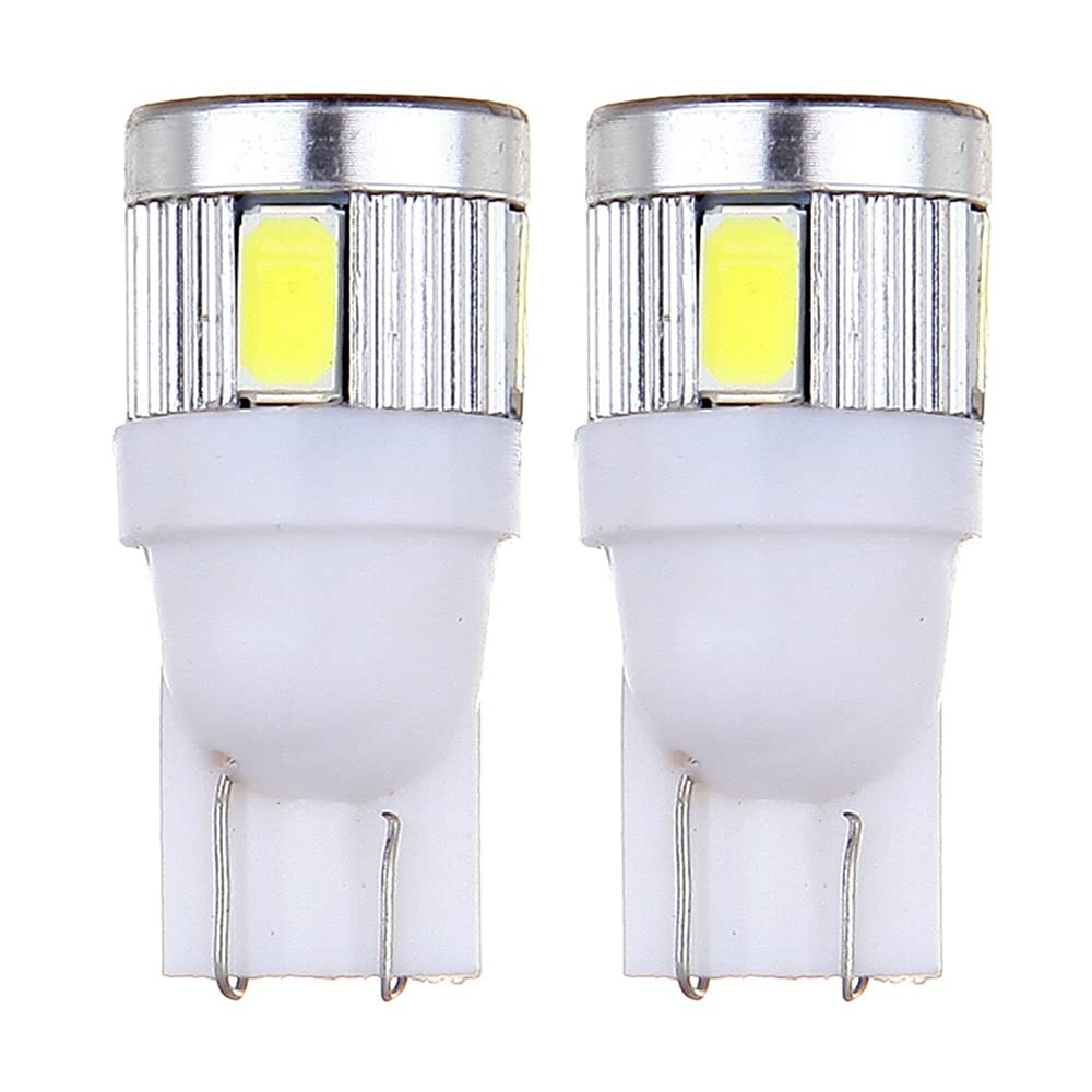 cciyu 194 Extremely Bright LED Bulbs T10-6-5730-SMD Light Lamp License Plate Light Lamp Wedge T10 168 2825 W5W White Pack of 2