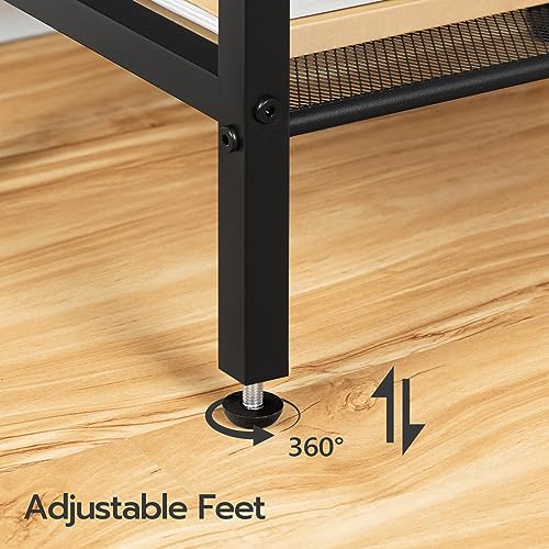 HOOBRO Side Table, Industrial Tall End Table with Adjustable Mesh Shelf, Small Entryway Table, Telephone Table, Laptop Table for Office, Hallway, Living Room, Black BB03DH01