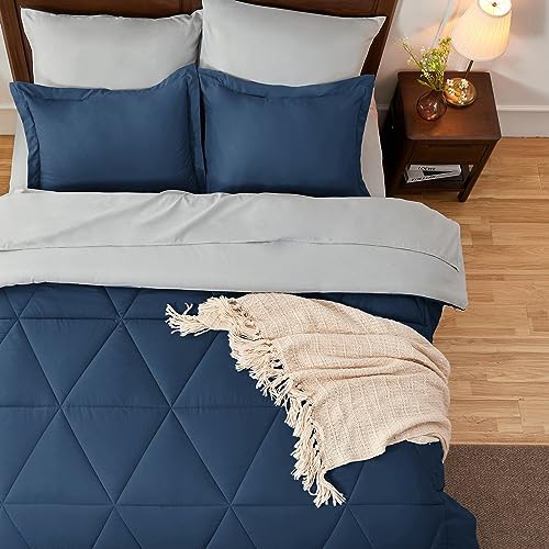 BEDELITE Twin Comforter Set 5 Pieces Bed in A Bag - Soft Microfiber Reversible Beige Bed Set with Comforters, Sheets, Pillowcase & Sham, Cozy Luxury Bedding Sets for All Season